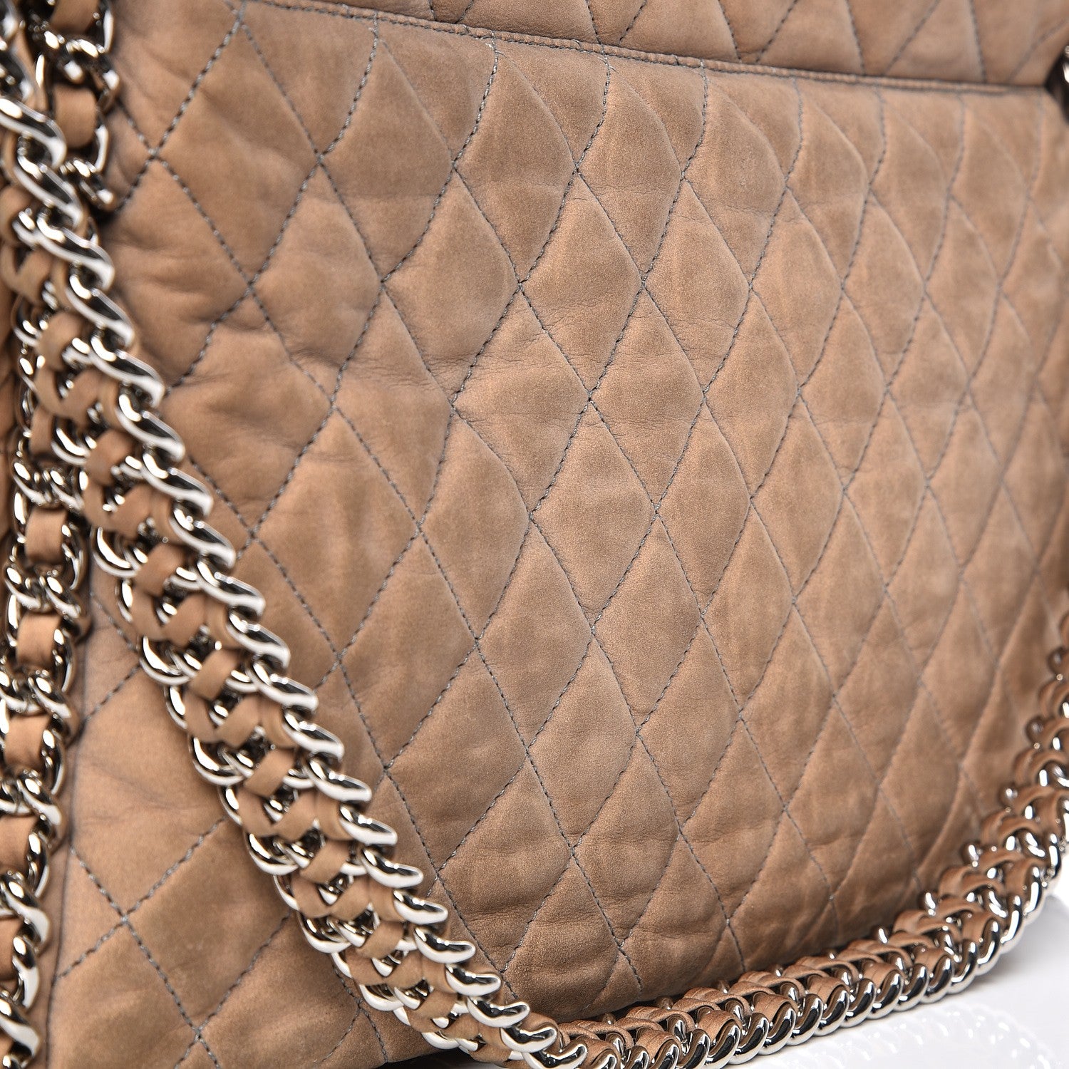 Chanel Nubuck Quilted Chain Around Maxi Flap Grey 10 of 14