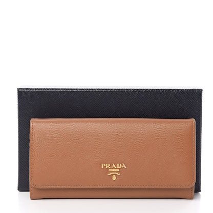 Prada Saffiano Metal Continental Flap Wallet Caramel 8 of 8