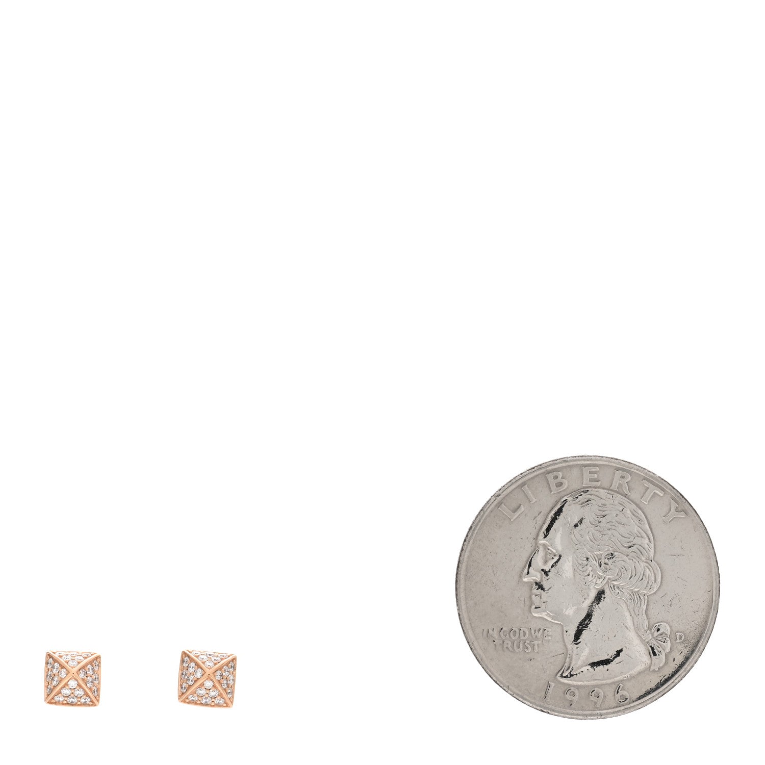 Hermes 18K Rose Gold Diamond Clou d'H Stud Earrings 2 of 5