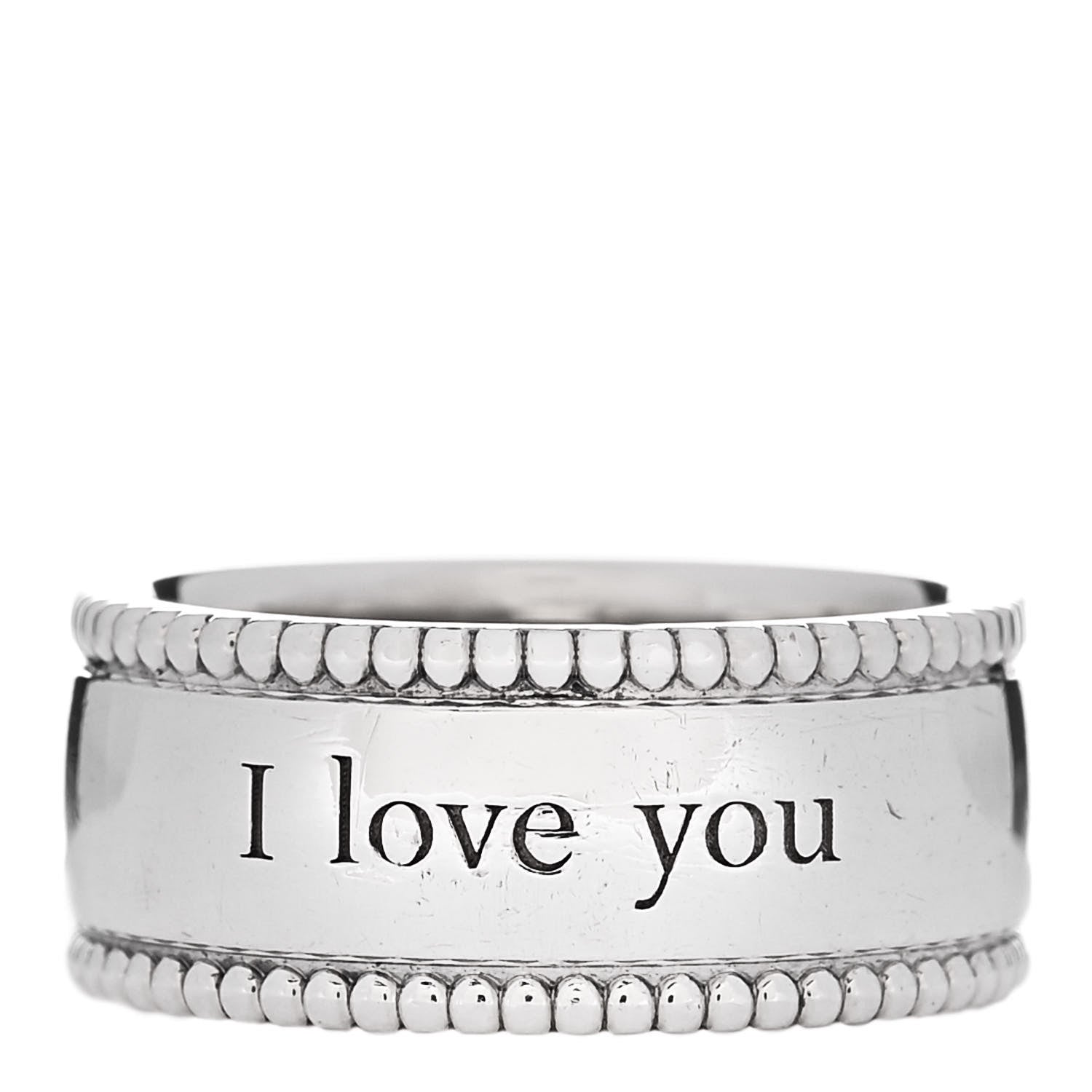 Tiffany Sterling Silver Milgrain I Love You Band Ring 49 5 1 of 4