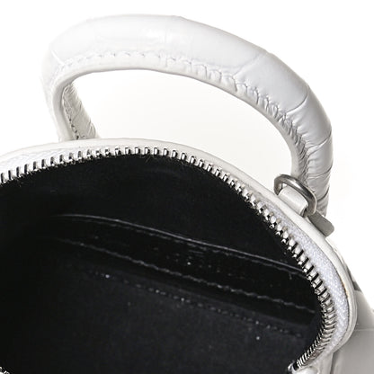 Balenciaga Calfskin Logo Crocodile Embossed Mini Ville Top Handle Bag White Black 7 of 13