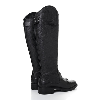 Gucci Guccissima Calfskin Miro Soft Knee High Riding Boots 37.5 Black 3 of 4