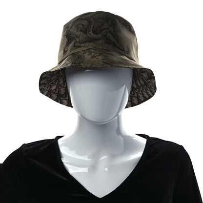 Christian Dior Oblique Toile De Jouy Reversible Teddy-D Small Brim Bucket Hat 58 Hazelnut Black 2 of 13