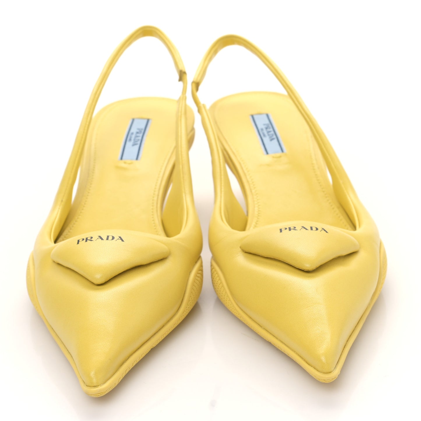 Spazzolato Triangle Logo Pointed Toe 45mm Slingback Pumps 38 Ananas