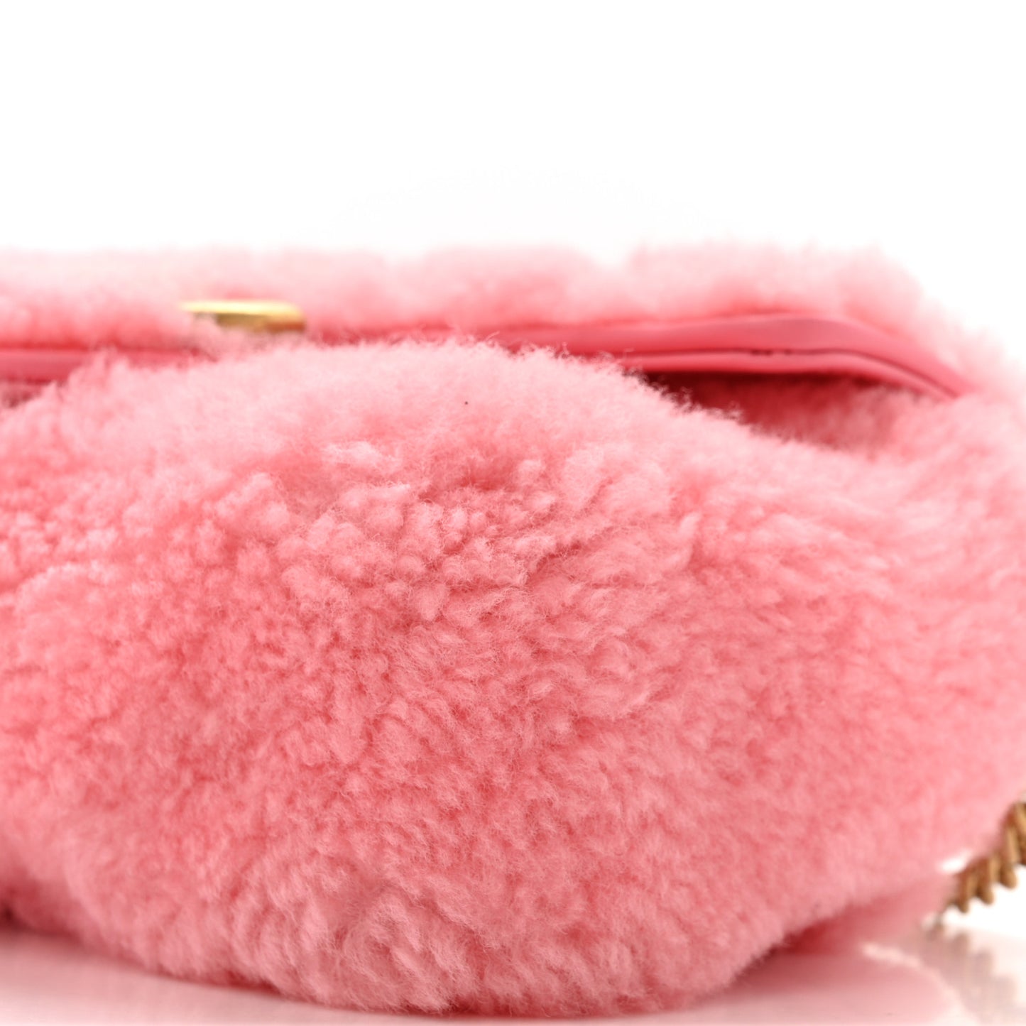 Shearling Matelasse Super Mini GG Marmont Shoulder Bag Lotus Pink