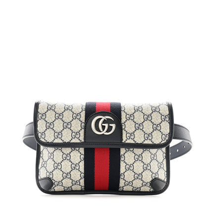 Gucci GG Supreme Monogram Web Small Ophidia Belt Bag 90 36 Beige Navy 1 of 10