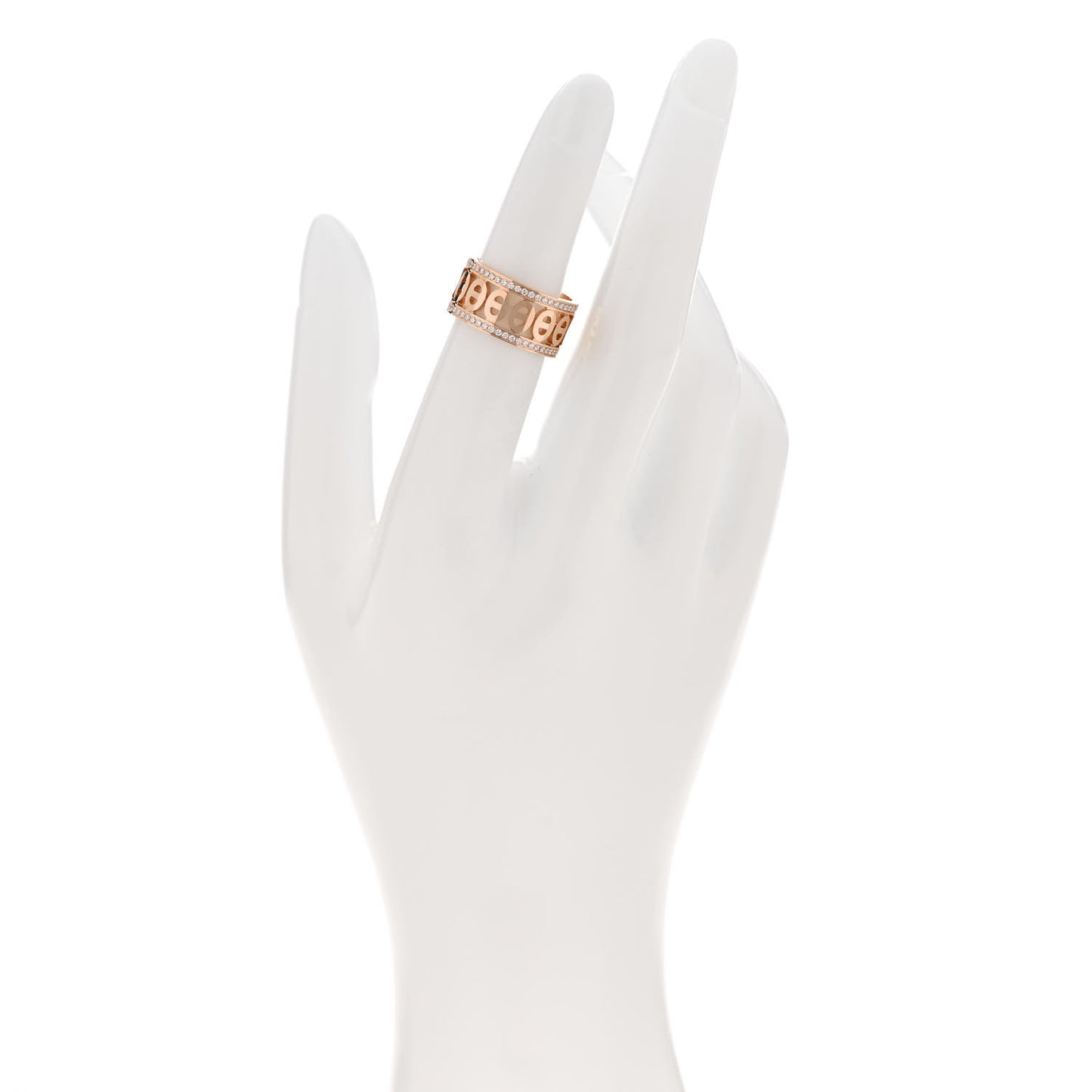 18K Rose Gold Diamond PM Chaine d'Ancre Divine Ring 50 5.5