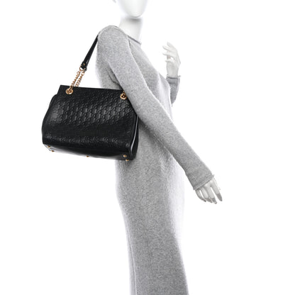 Gucci Guccissima Signature Large Shoulder Tote Bag Black 2 of 11