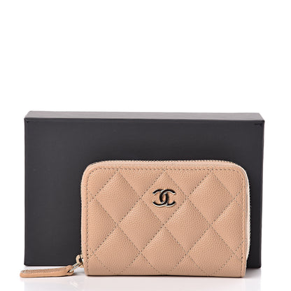 Chanel Caviar Quilted Zip Coin Purse Beige 8 of 8