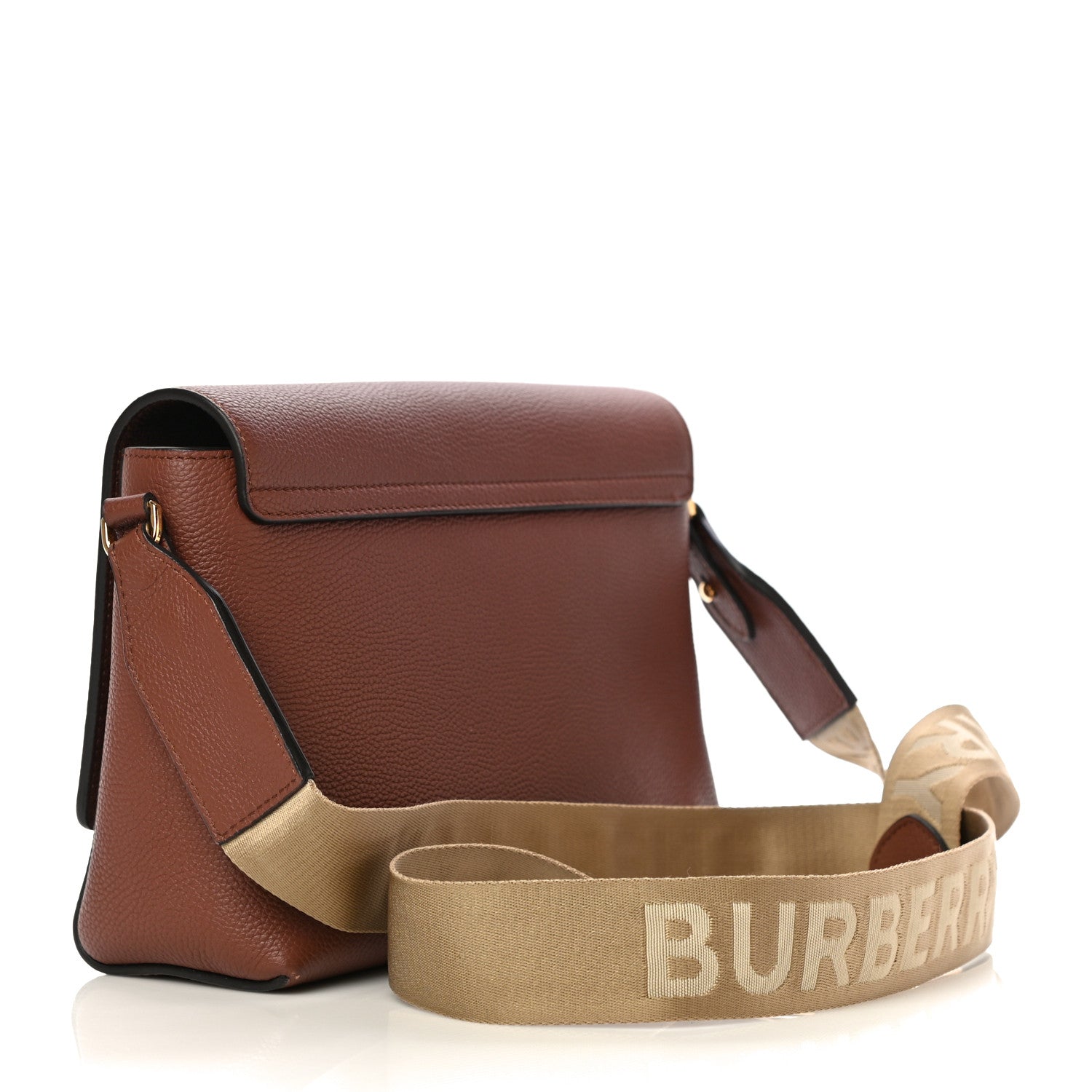 Burberry Calfskin Vintage Check Note Crossbody Bag Tan 2 of 8