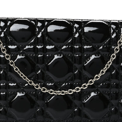Christian Dior Patent Cannage Lady Dior Rendezvous Wallet On Chain Black 8 of 10