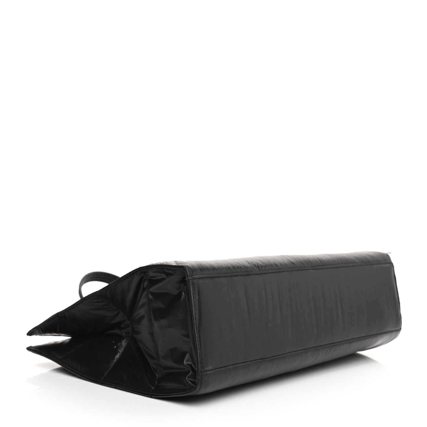 Nylon Medium Puff Shopping Bag Black