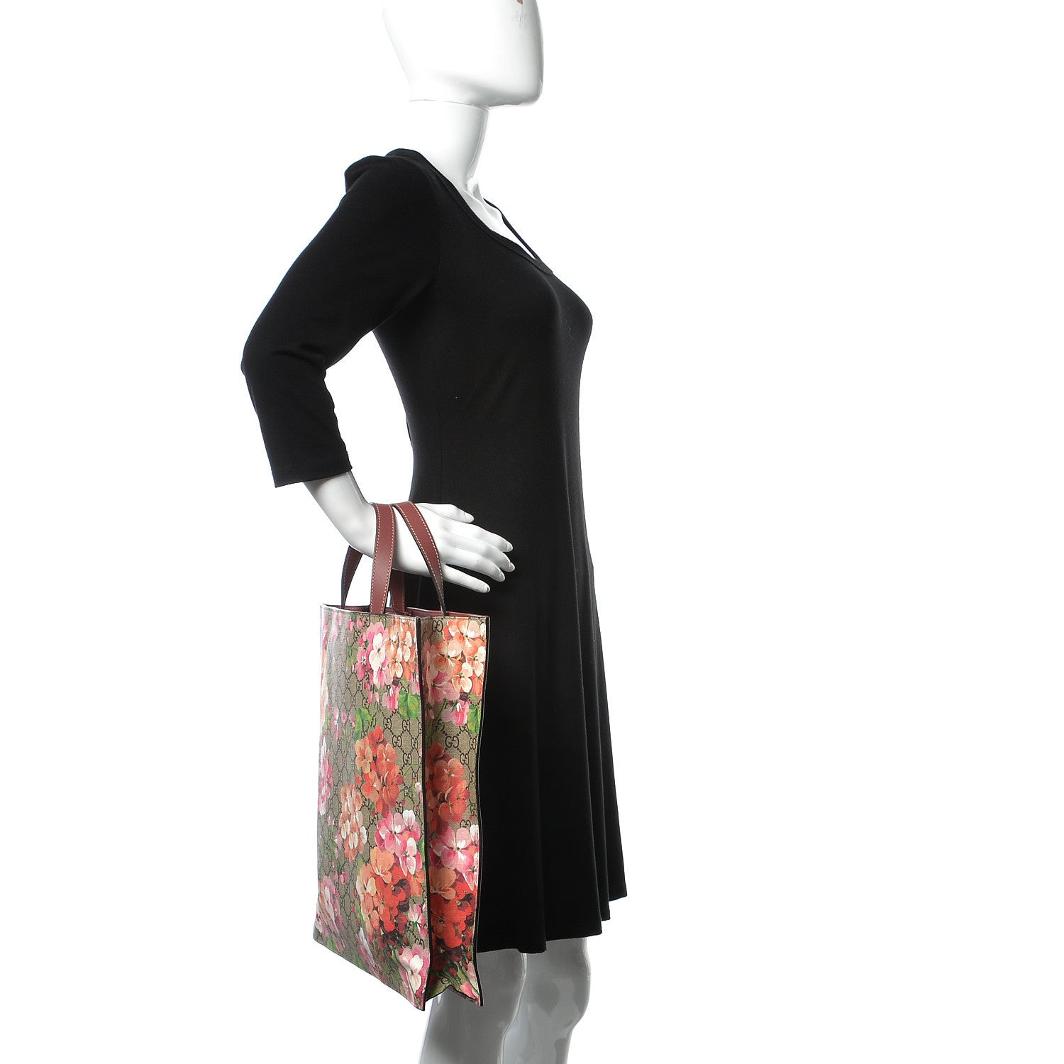 Gucci Soft GG Supreme Monogram Blooms Vertical Tote Beige Multicolor Dry Rose 2 of 12