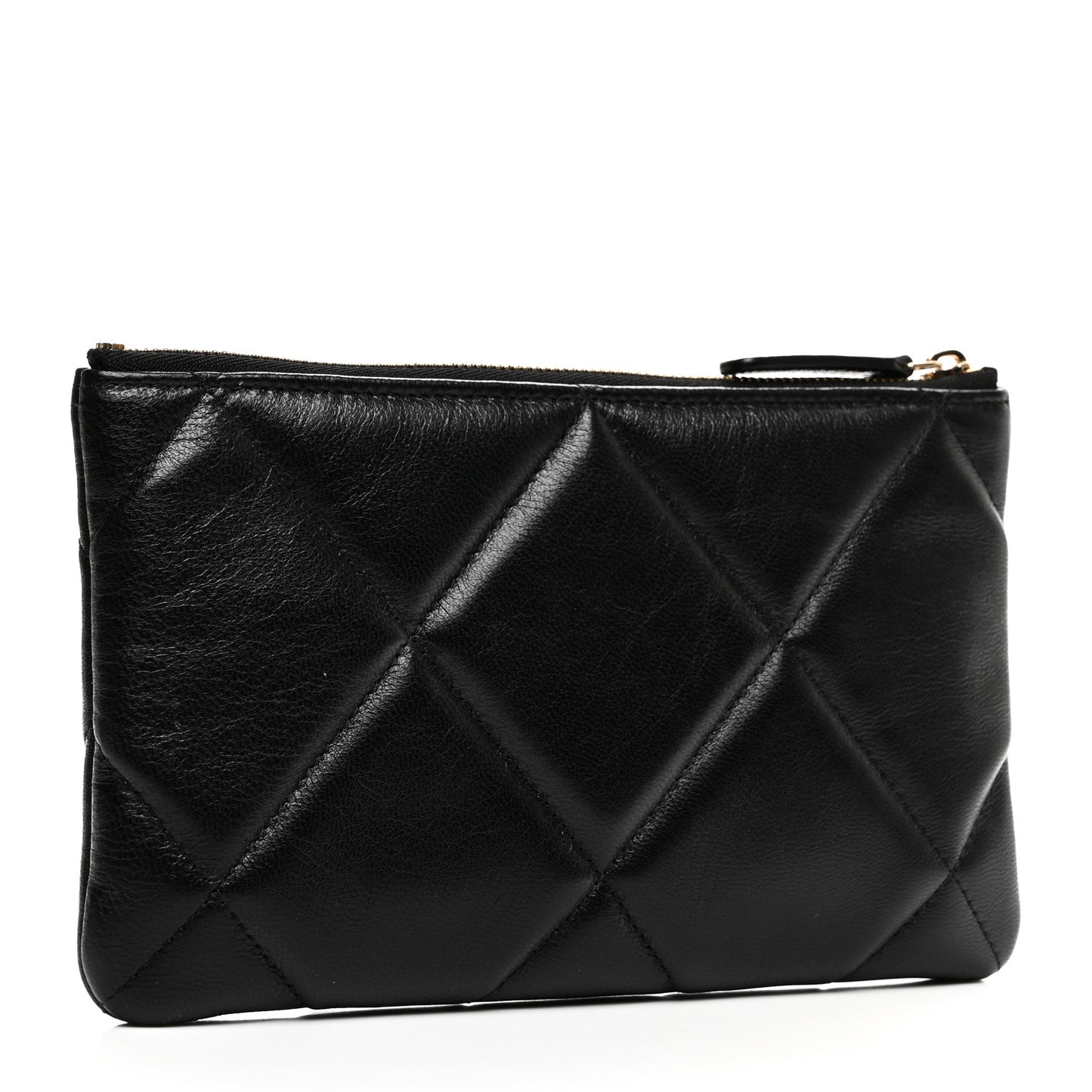 Goatskin Quilted Chanel 19 Cosmetic Case Black