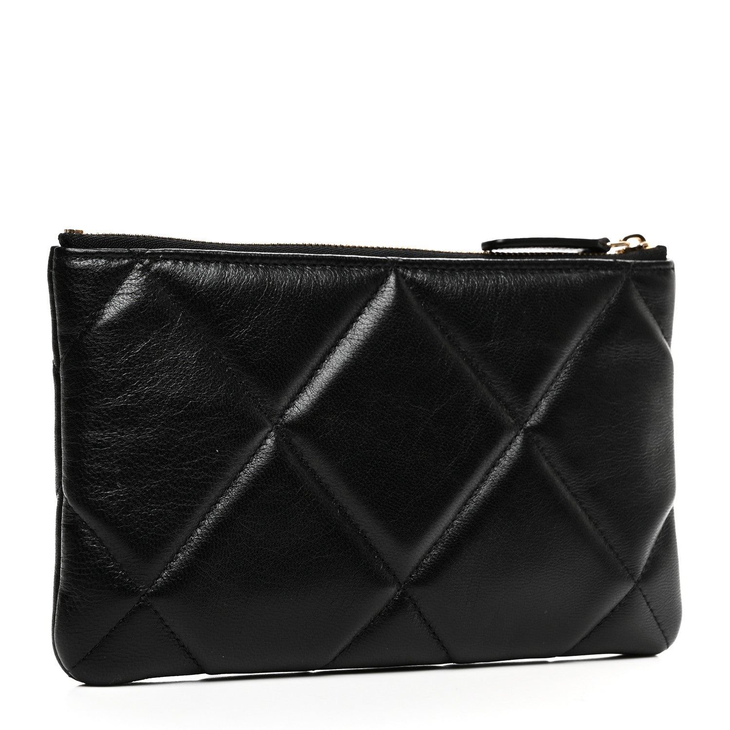 Chanel Goatskin Quilted Chanel 19 Cosmetic Case Black 3 of 11