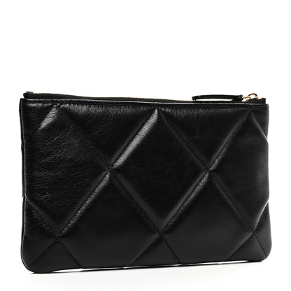 Chanel Goatskin Quilted Chanel 19 Cosmetic Case Black 3 of 11