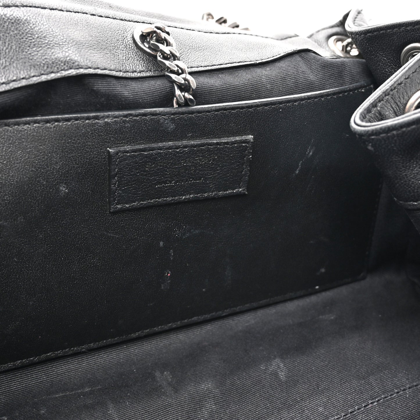 Pebbled Lambskin Chevron Monogram Small Nolita Black