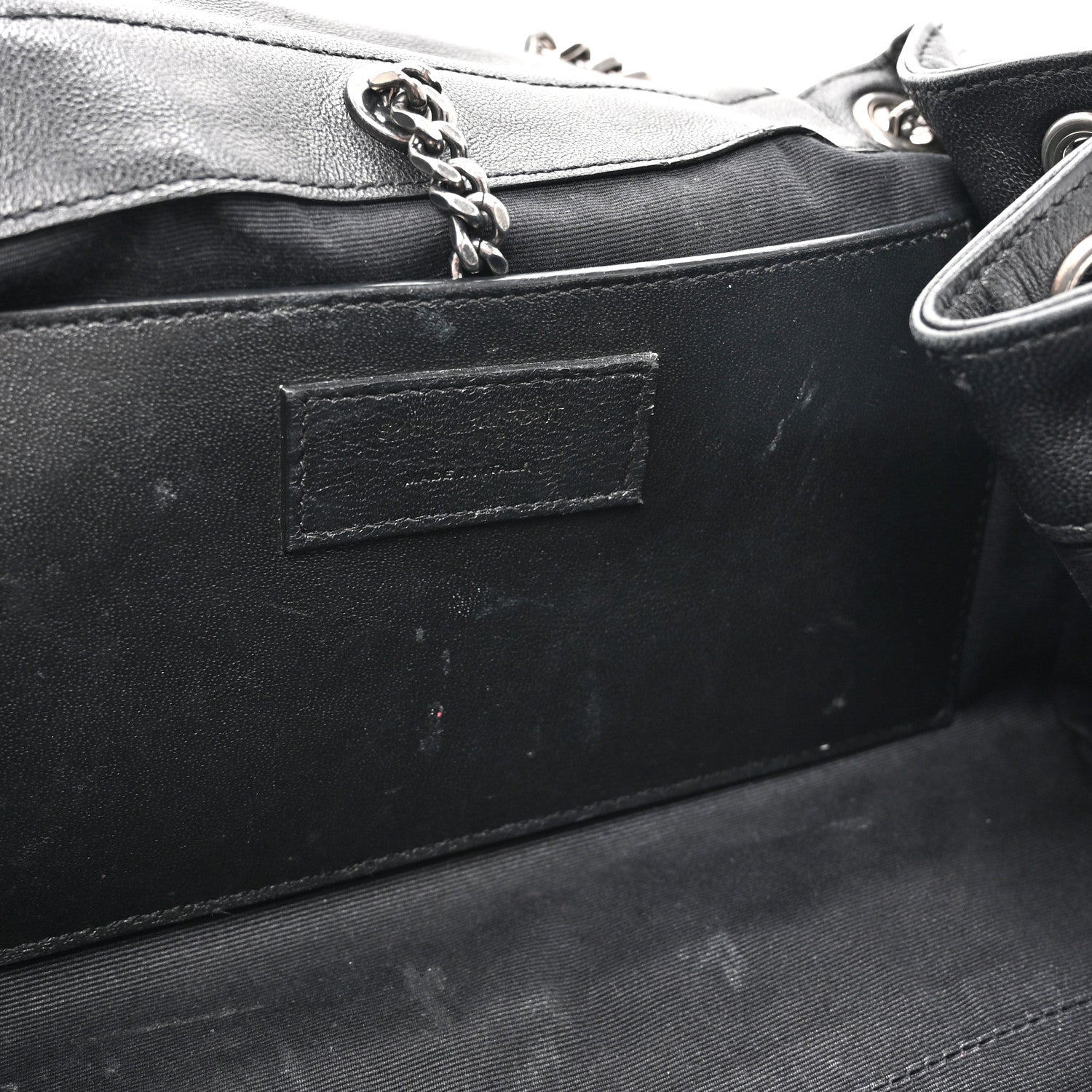 Saint Laurent Pebbled Lambskin Chevron Monogram Small Nolita Black 11 of 17