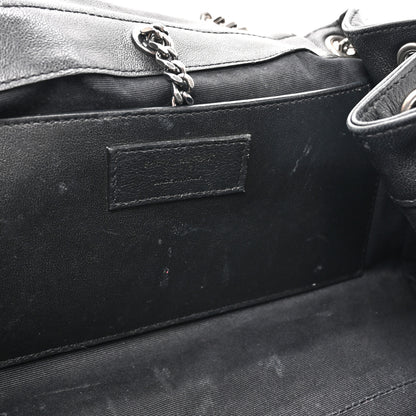 Saint Laurent Pebbled Lambskin Chevron Monogram Small Nolita Black 11 of 17