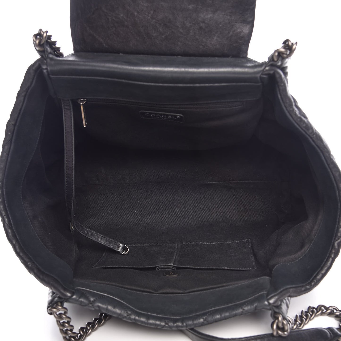 Washed Lambskin Quilted Studded CC Large Tote Black