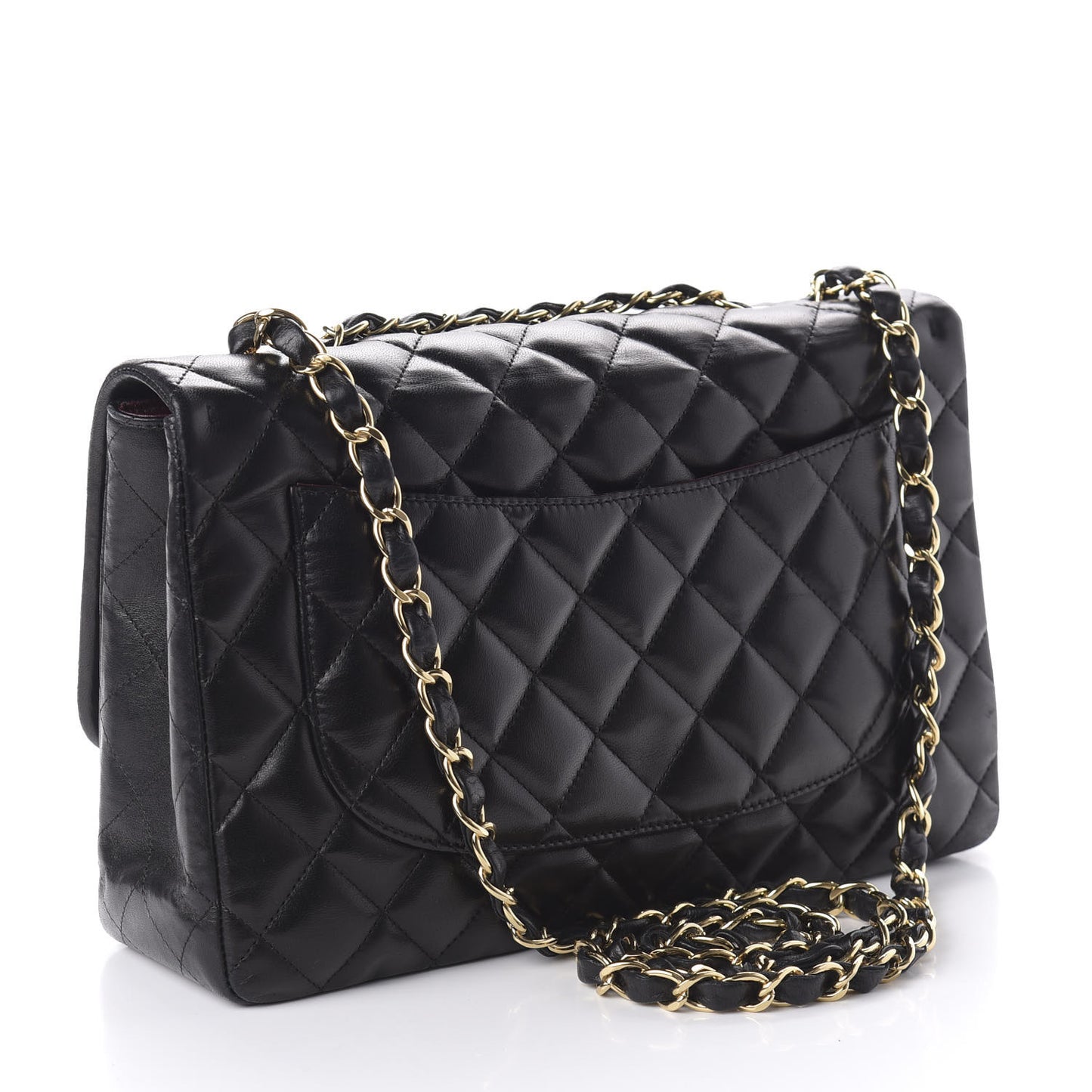 Lambskin Quilted Jumbo Single Flap Black