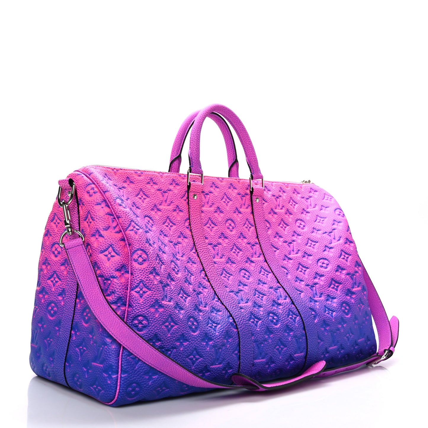 Taurillon Illusion Keepall Bandouliere 50 Bleu Rose