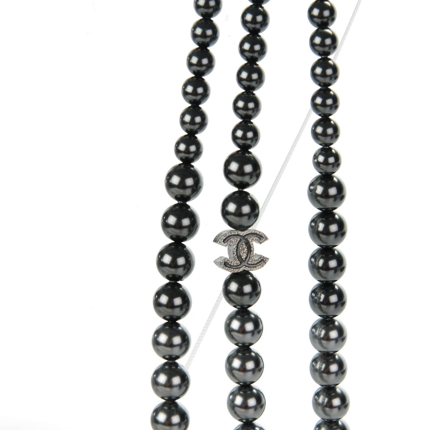 Chanel Graduated Ombre Pearl Multi Strand CC Necklace 5 of 6