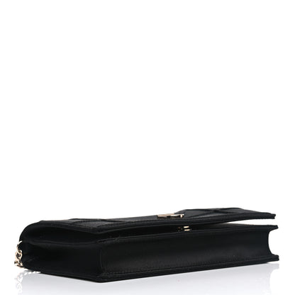 Christian Dior Satin Diorama Wallet on Chain Pouch Black 3 of 5