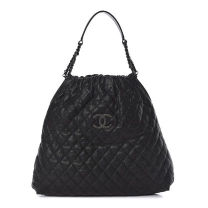 Chanel Distressed Glazed Caviar Quilted Large Elastic Tote Black 1 of 11