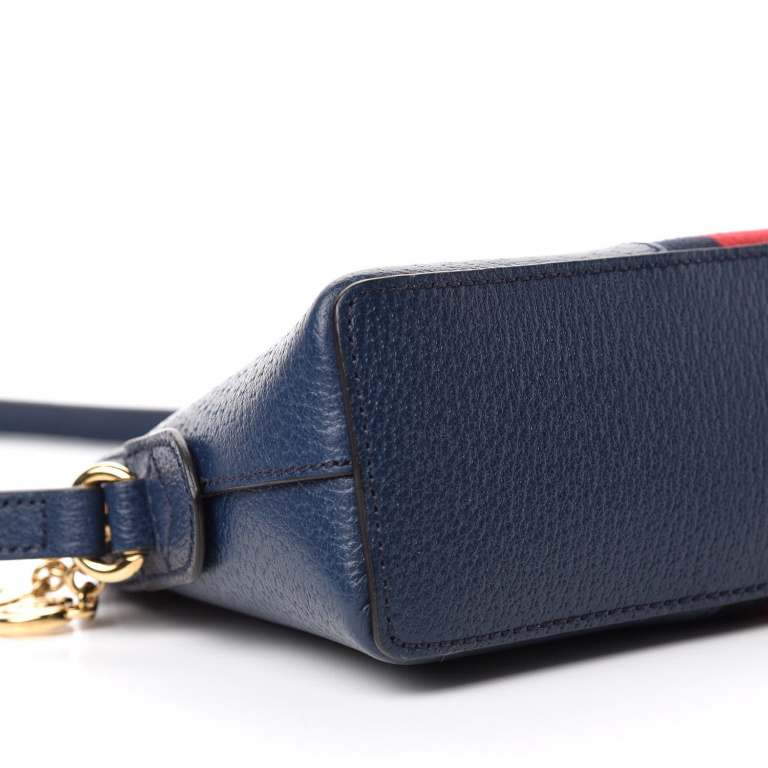 Gucci Textured Dollar Calfskin Web Small Ophidia Dome Shoulder Bag Blue Agata 6 of 11
