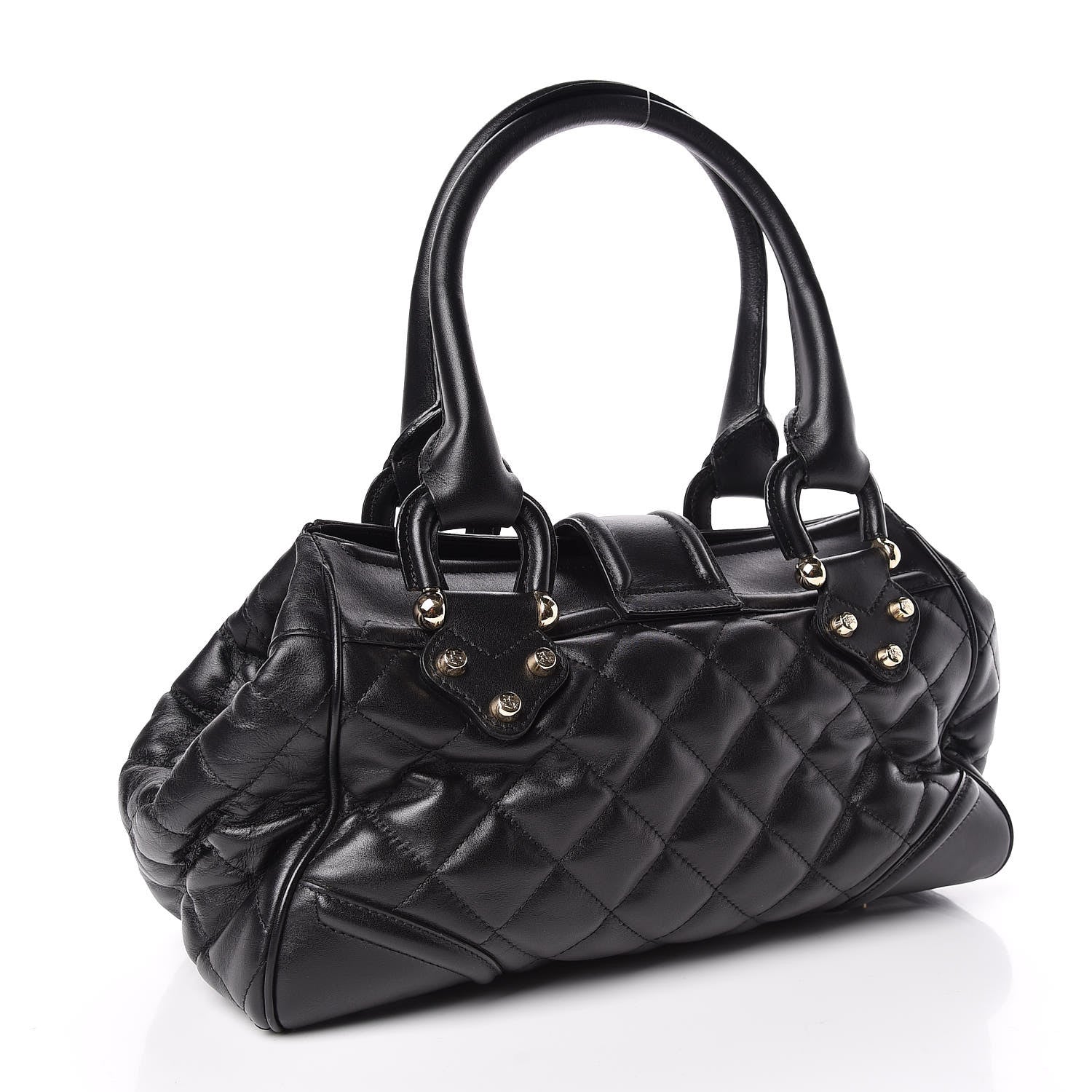Burberry Calfskin Quilted Manor Tote Black 3 of 9