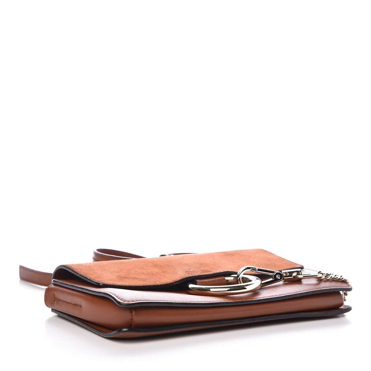 Suede Calfskin Small Faye Shoulder Bag Tobacco