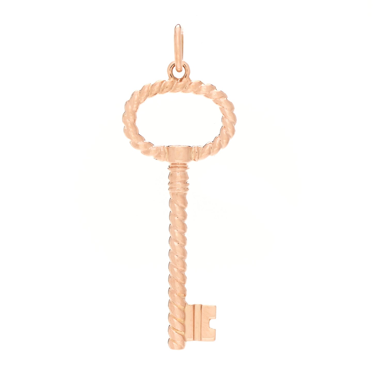 18K Rose Gold Twist Oval Key Pendant Necklace