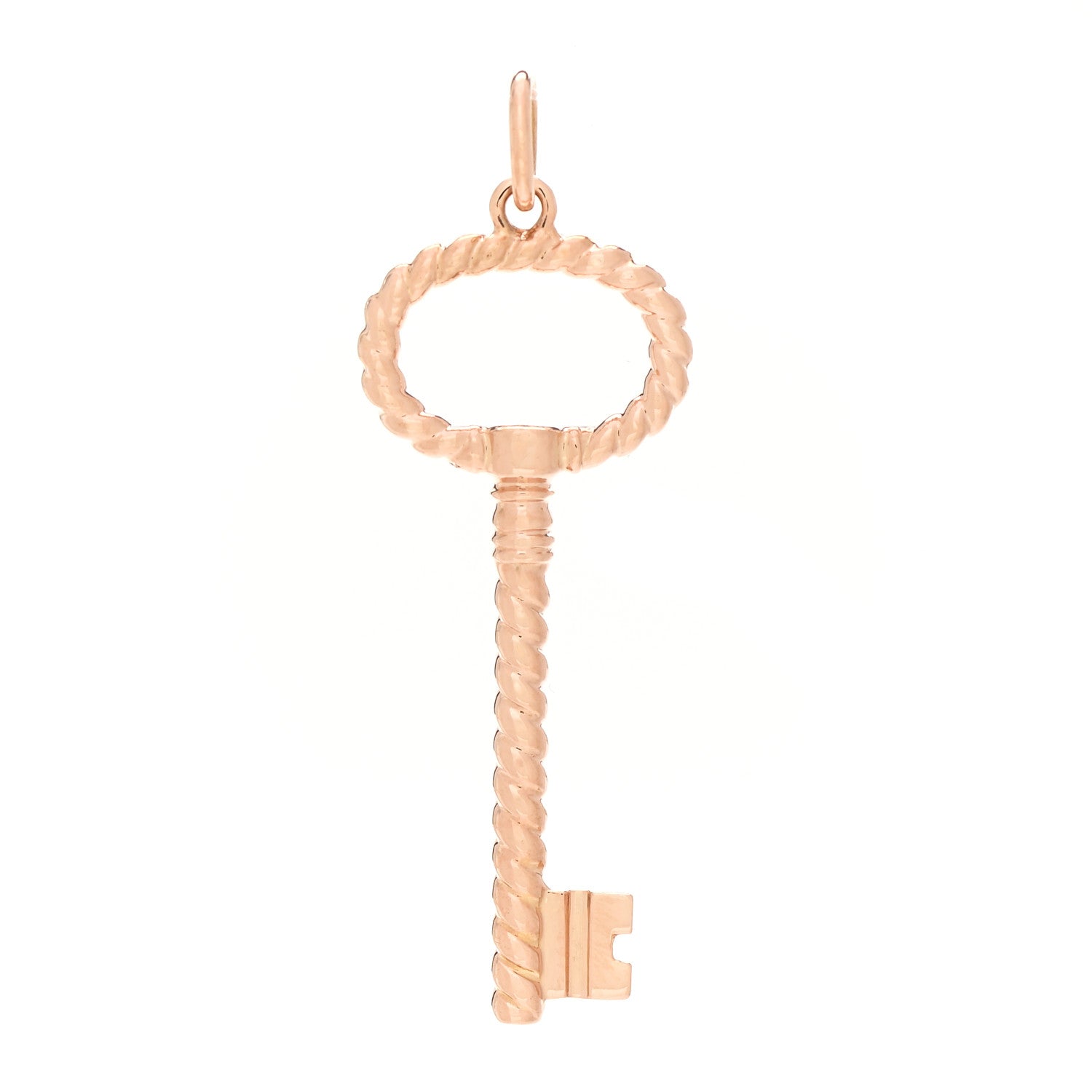 Tiffany 18K Rose Gold Twist Oval Key Pendant Necklace 1 of 4
