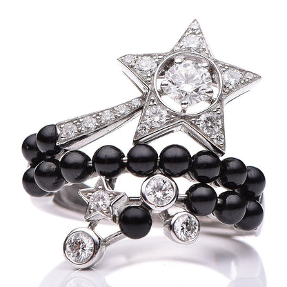Chanel 18K White Gold Diamond Black Spinel Comete Ring 52 6 1 of 8