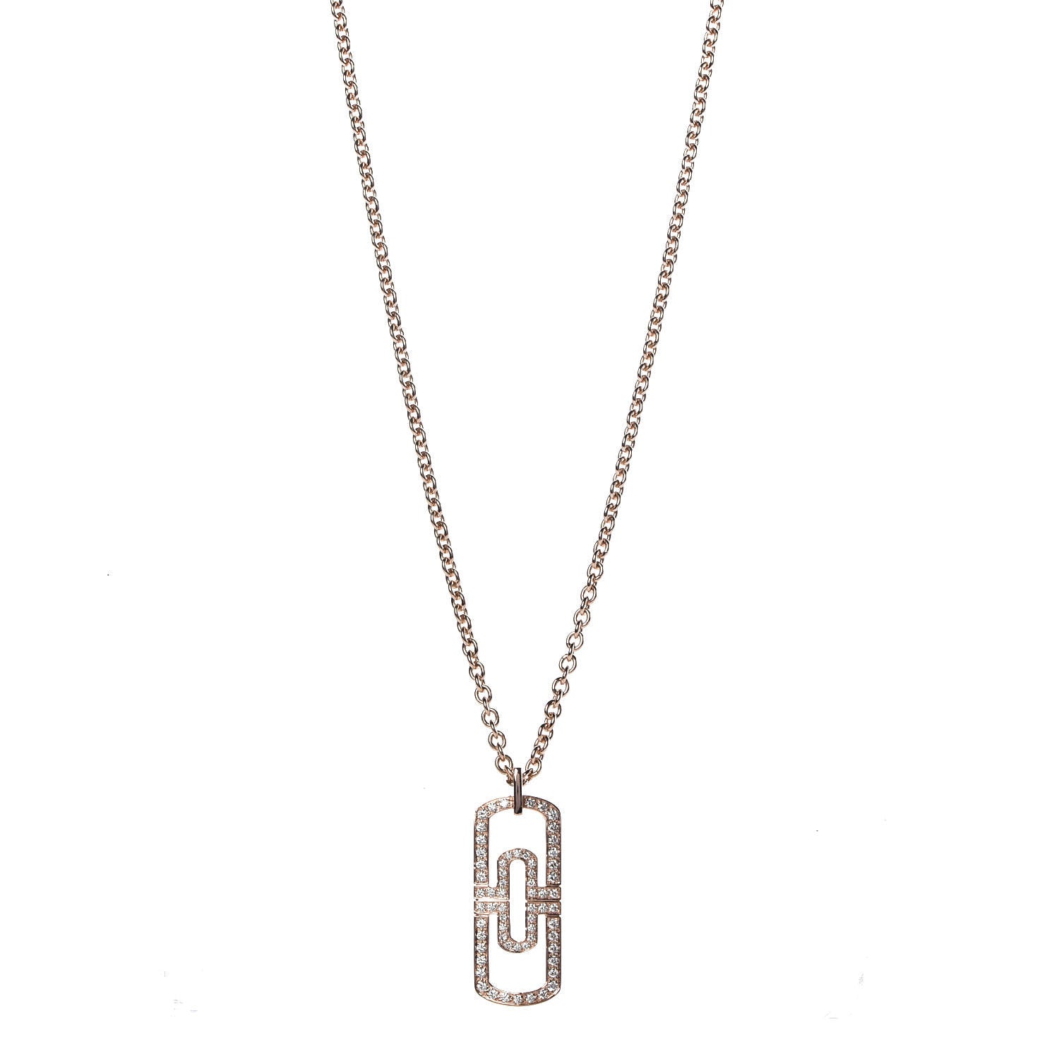 Bulgari 18K Rose Gold Diamond Parentesi Necklace 1 of 6