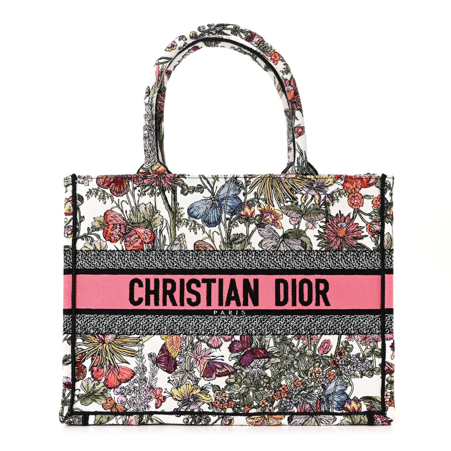 Canvas Embroidered Medium Mexico Millefiori Book Tote White Multicolor