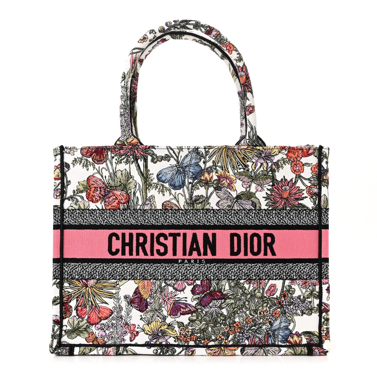 Christian Dior Canvas Embroidered Medium Mexico Millefiori Book Tote White Multicolor 1 of 10