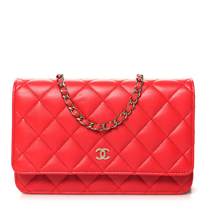 Chanel Caviar Quilted Wallet On Chain WOC Red 1 of 11