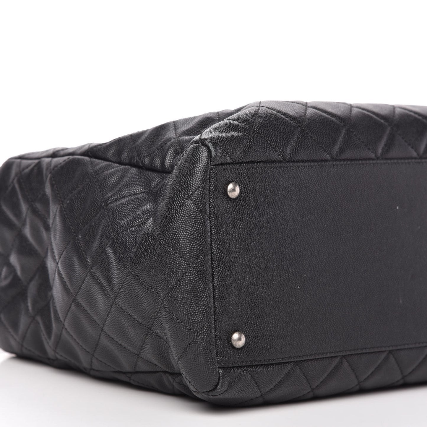 Caviar Lizard Quilted Large Coco Handle Shopping Tote Black