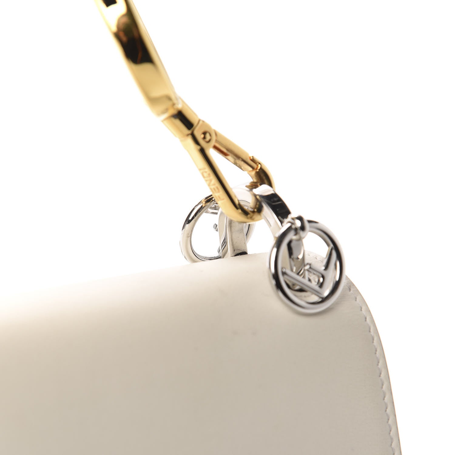 Fendi Vitello Century Alcantara F is Fendi Bi-Color Kan I Shoulder Bag White Black 11 of 12