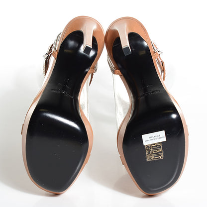 Saint Laurent Calfskin Studded Christa Ankle Cuff Sandals 37 Beige 12 of 14