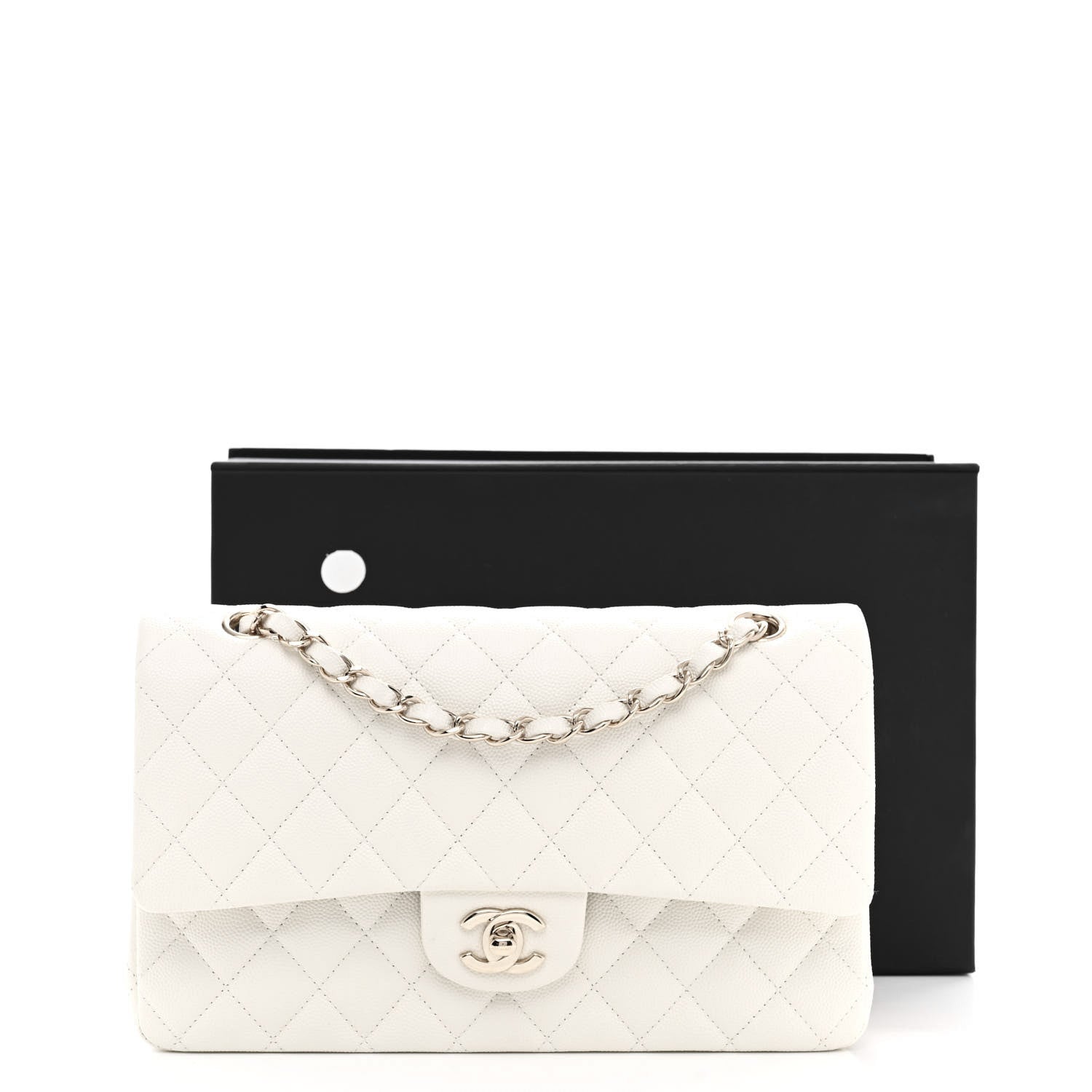 Chanel Caviar Quilted Medium Double Flap White 11 of 11
