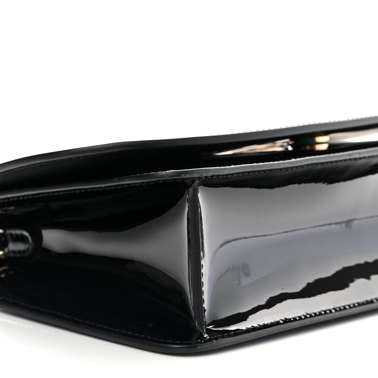 Patent Calfskin Mini Vela Flap Bag Black