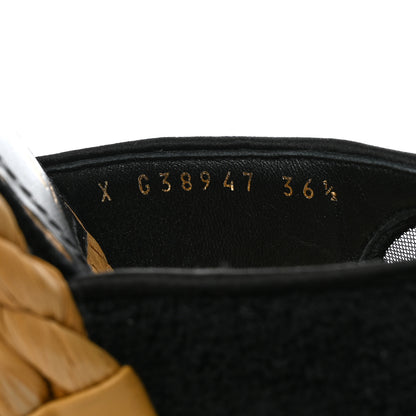 Chanel Terry Cloth Raffia CC Logo Thong Sandals 36.5 Black 7 of 9