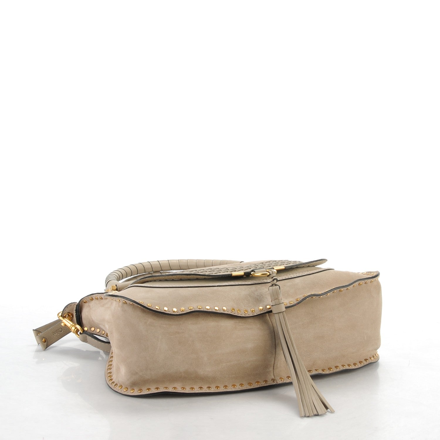 Chloe Suede Calfskin Braided Medium Marcie Satchel Motty Grey 4 of 8