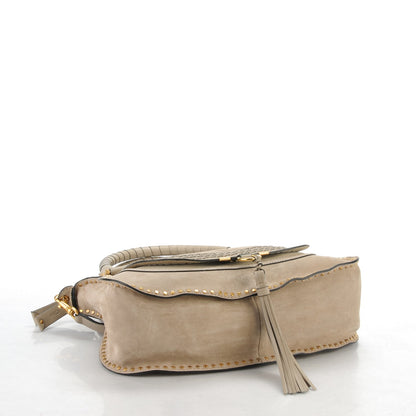 Chloe Suede Calfskin Braided Medium Marcie Satchel Motty Grey 4 of 8