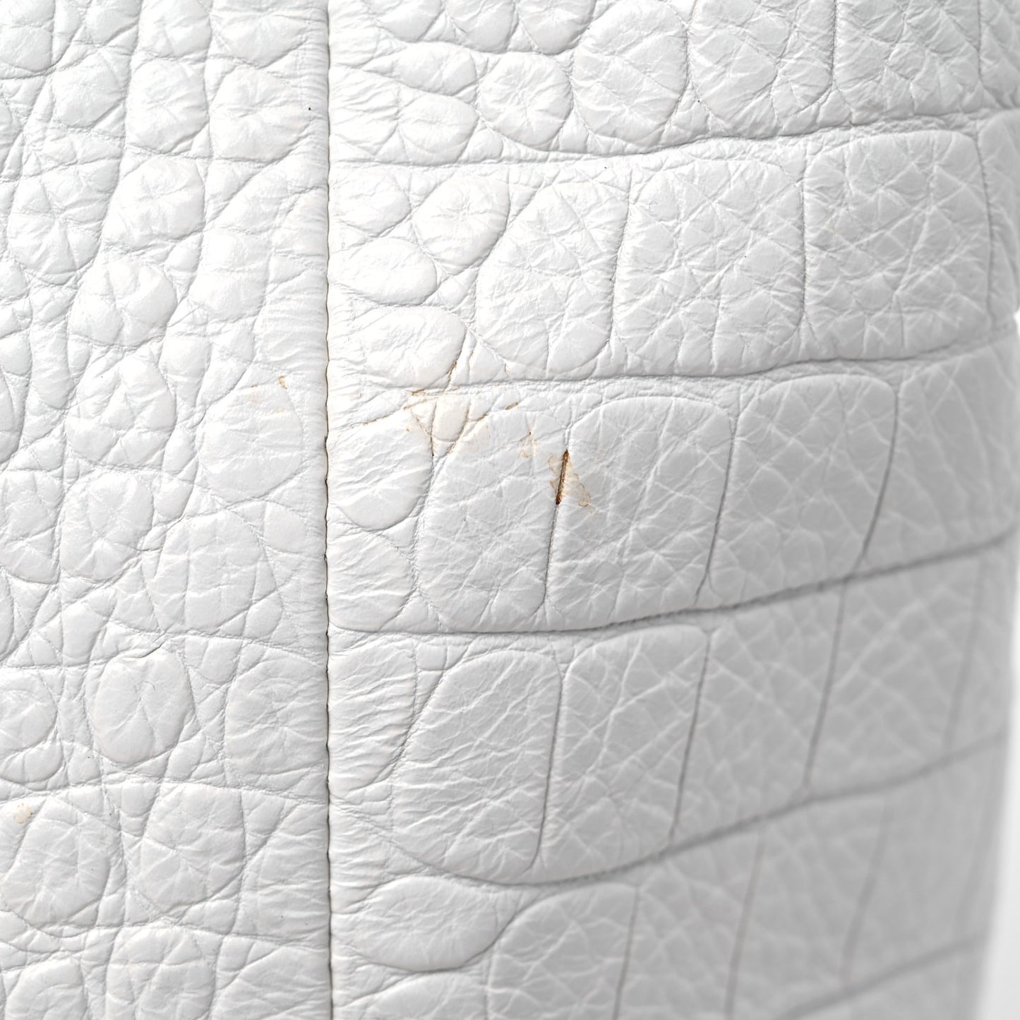 Calfskin Crocodile Embossed Cocodile Shopping Tote White