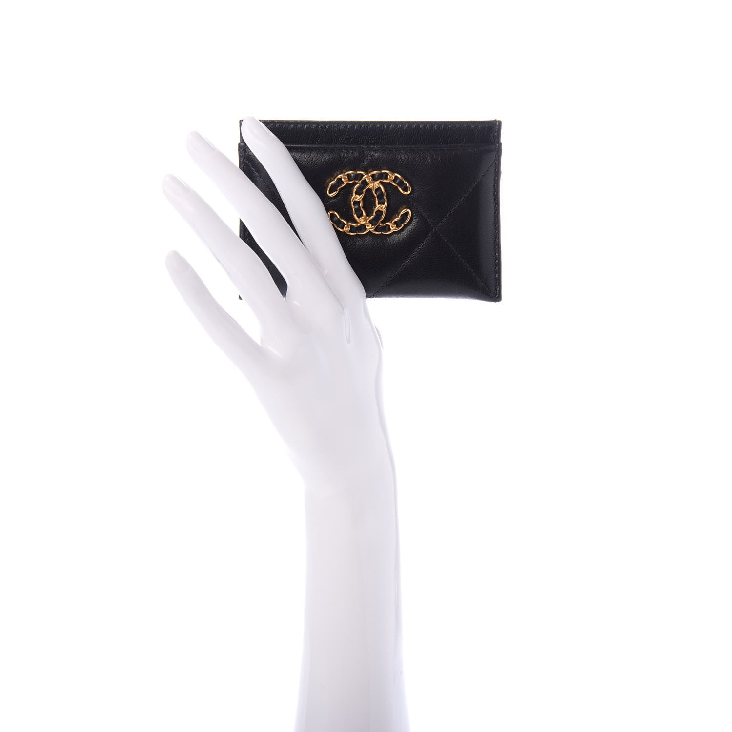 Chanel Goatskin Quilted Chanel 19 Card Holder Black 2 of 9