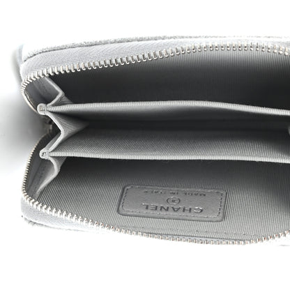 Chanel Glittered Metallic Caviar Quilted Zip Coin Purse Wallet Silver 5 of 7